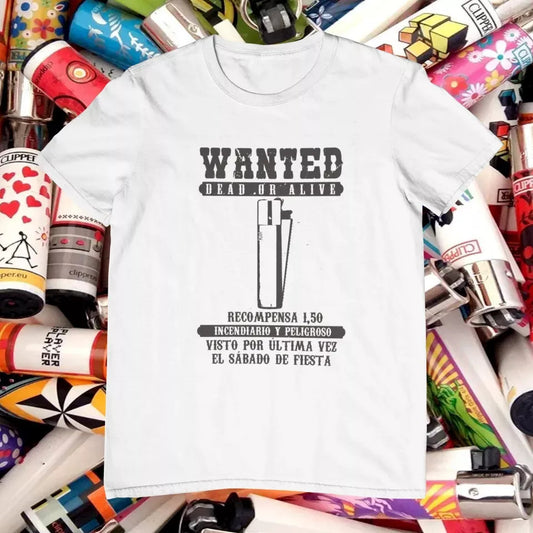 Camiseta Wanted color Blanco - camiseta divertida de parodia y humor original | Origenial
